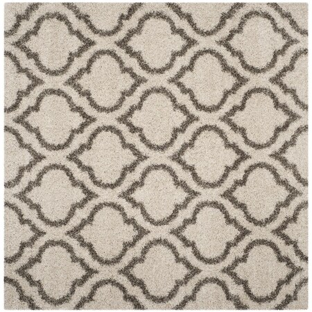 Safavieh 4 x 4 ft. Hudson Shag Power Loomed Square Area Rug; Ivory & Grey SGH284A-4SQ